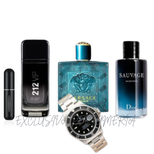 🛍️ ¡OFERTA EXCLUSIVA! | 🌹 Perfumes 212 Black, Eros y Sauvage | ⌚ ¡Rolex de Regalo!